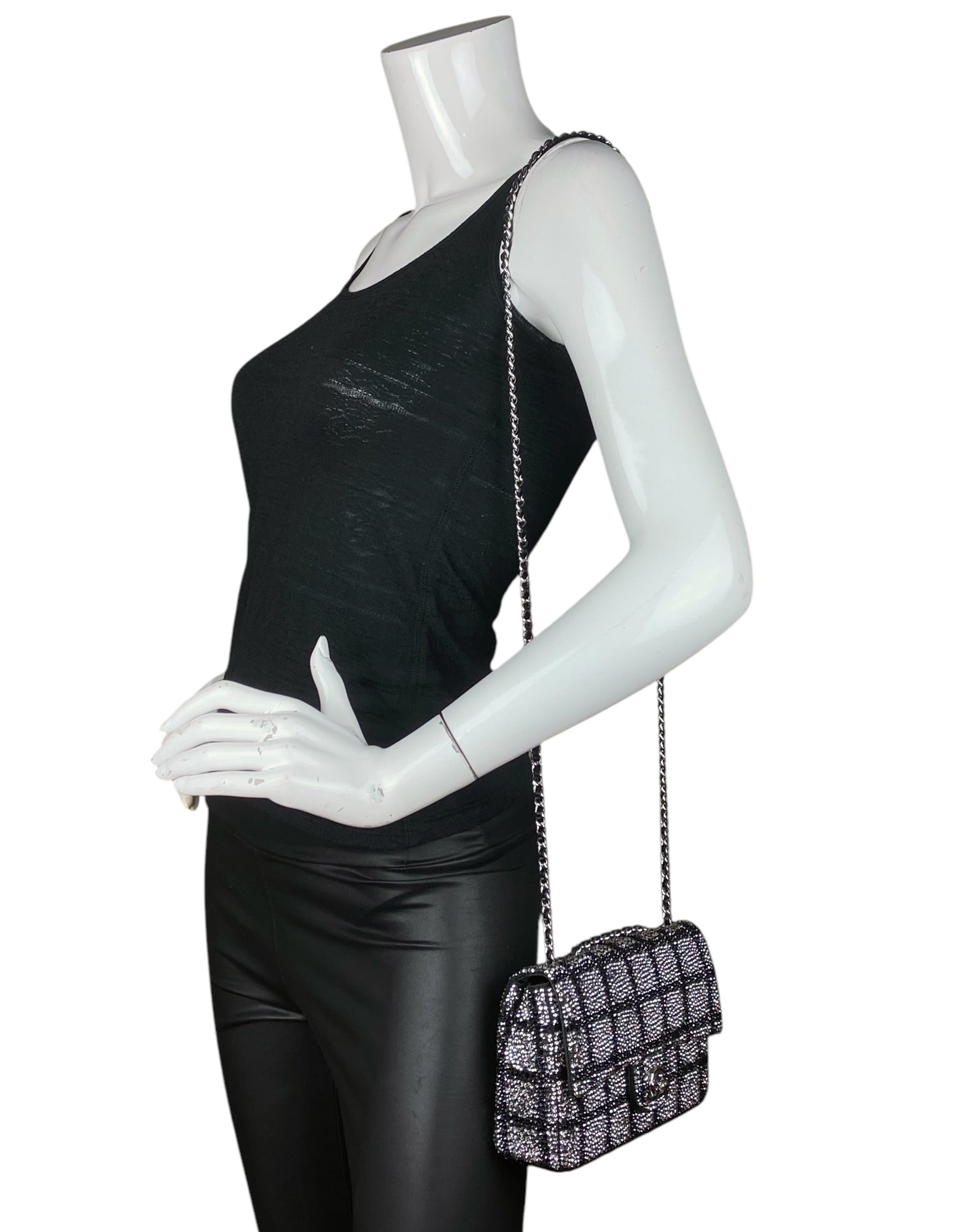 Chanel 2025 Black and Silver Strass Flap Bag - Rovelle Bags
