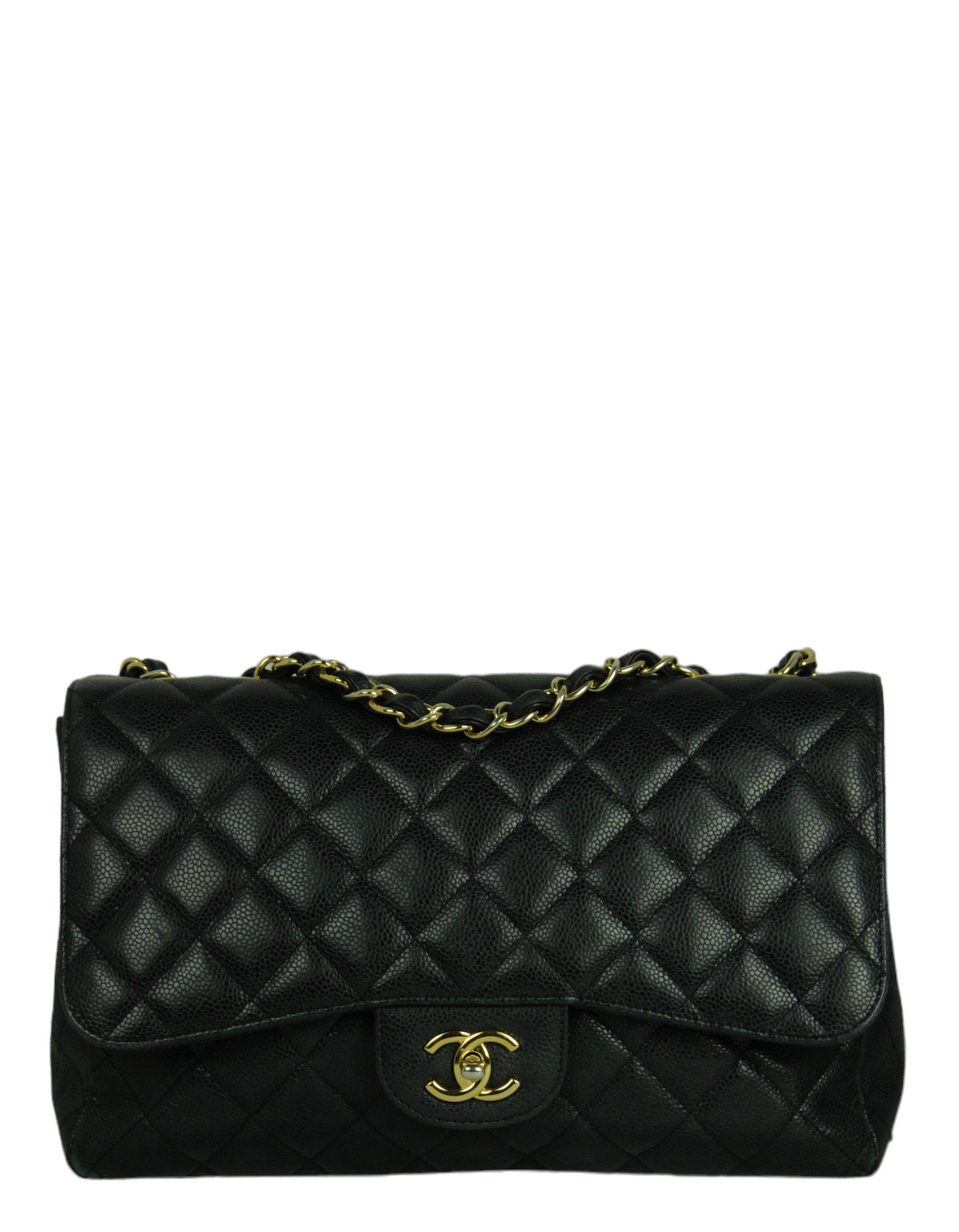 Chanel Black Caviar Leather Single Flap Flap Bag - Rovelle Bags