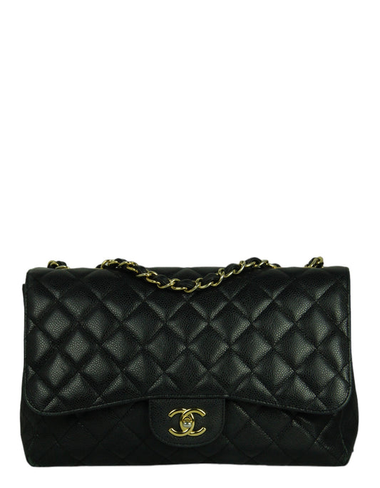 Chanel Black Caviar Leather Single Flap Flap Bag - Rovelle Bags