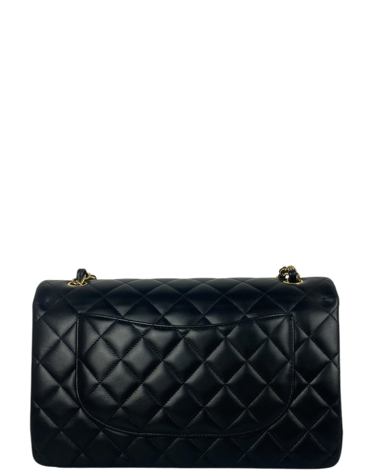 Chanel Black Lambskin Double Flap Jumbo Flap Bag - Rovelle Bags