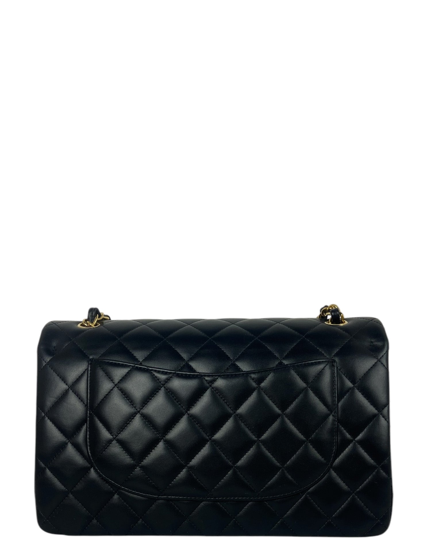 Chanel Black Lambskin Double Flap Jumbo Flap Bag - Rovelle Bags