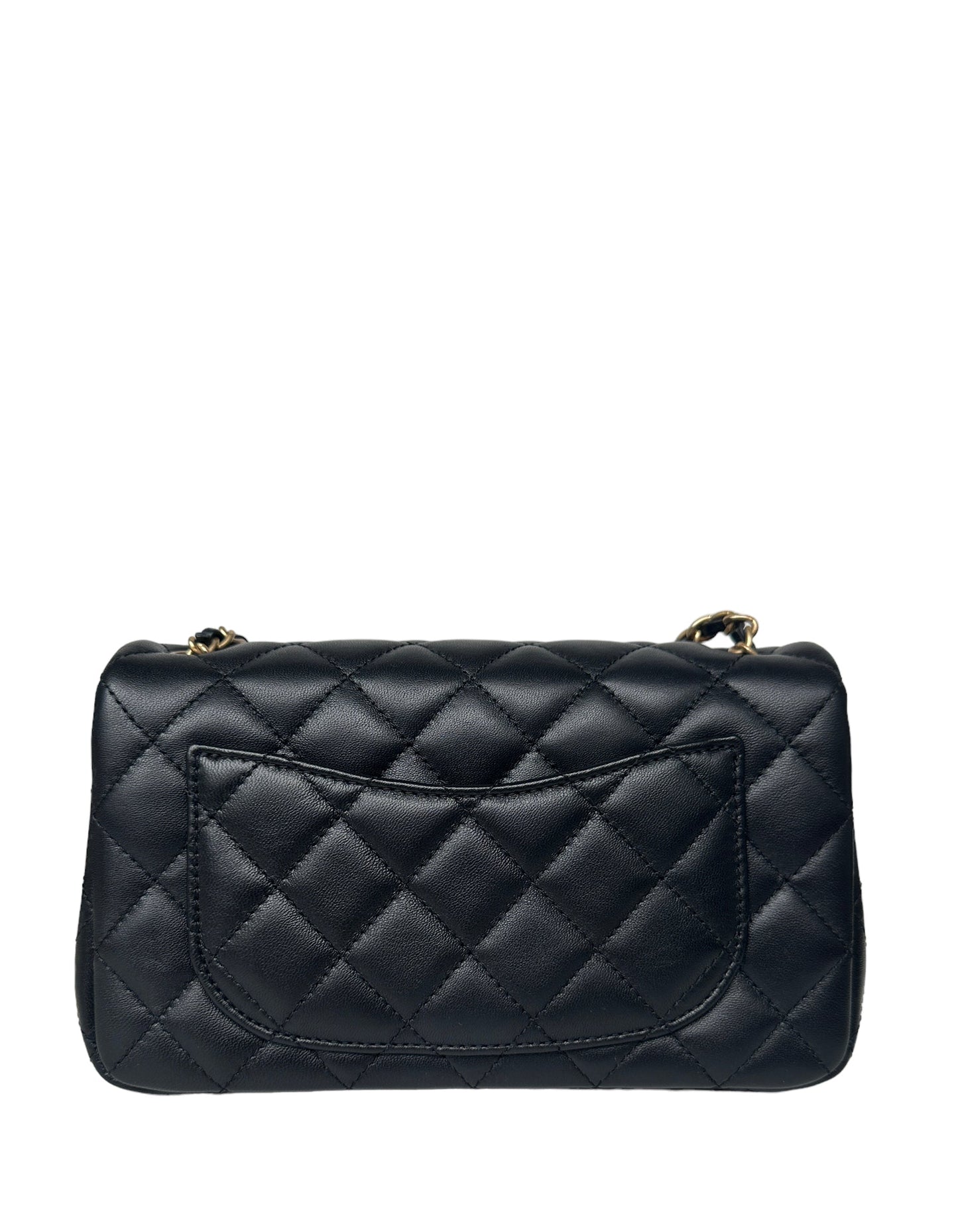 Chanel 2023 Black Lambskin Quilted Rectangular Flap Bag - Rovelle Bags