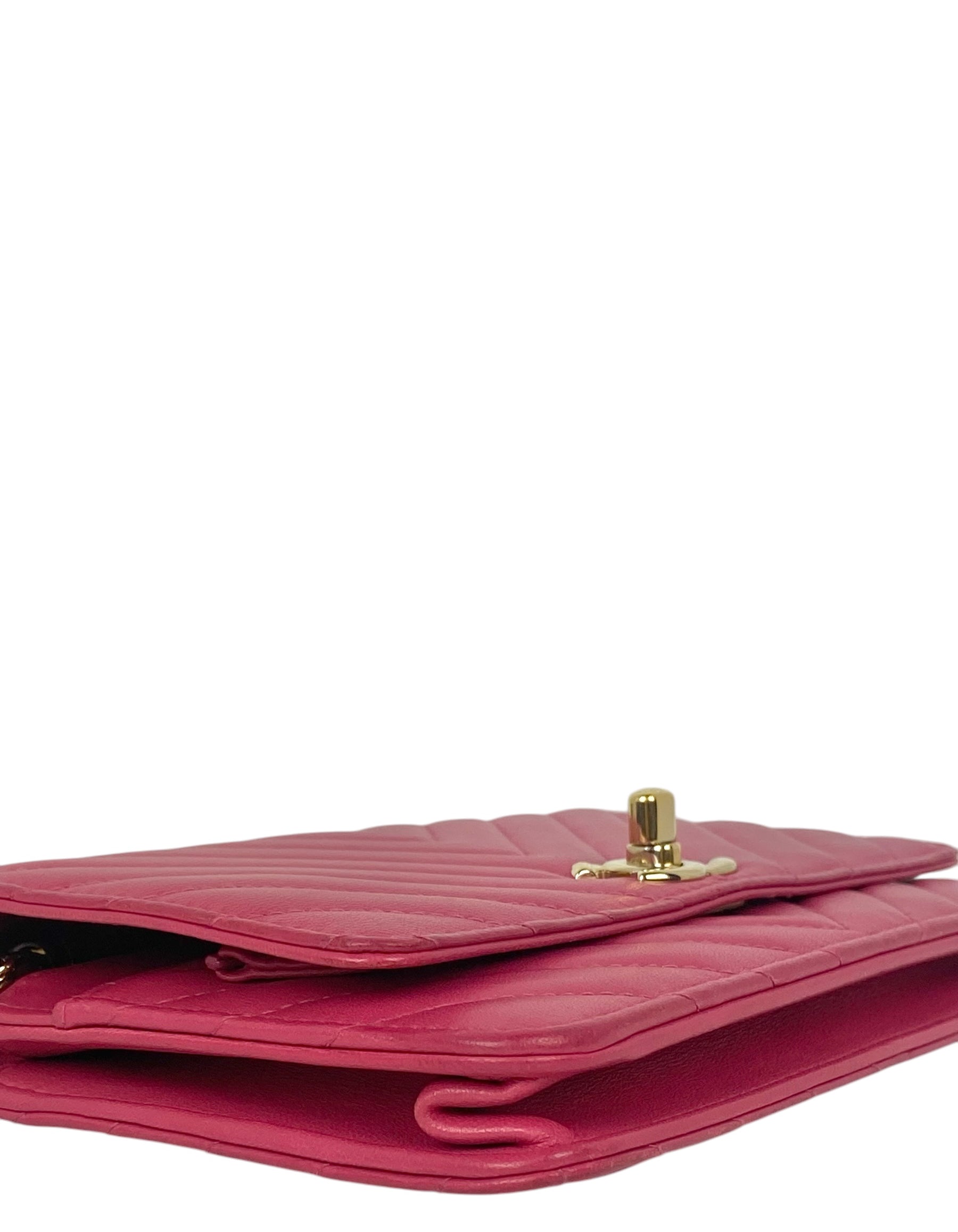 Chanel Pink Chevron Trendy CC WOC Crossbody Bag - Rovelle Bags