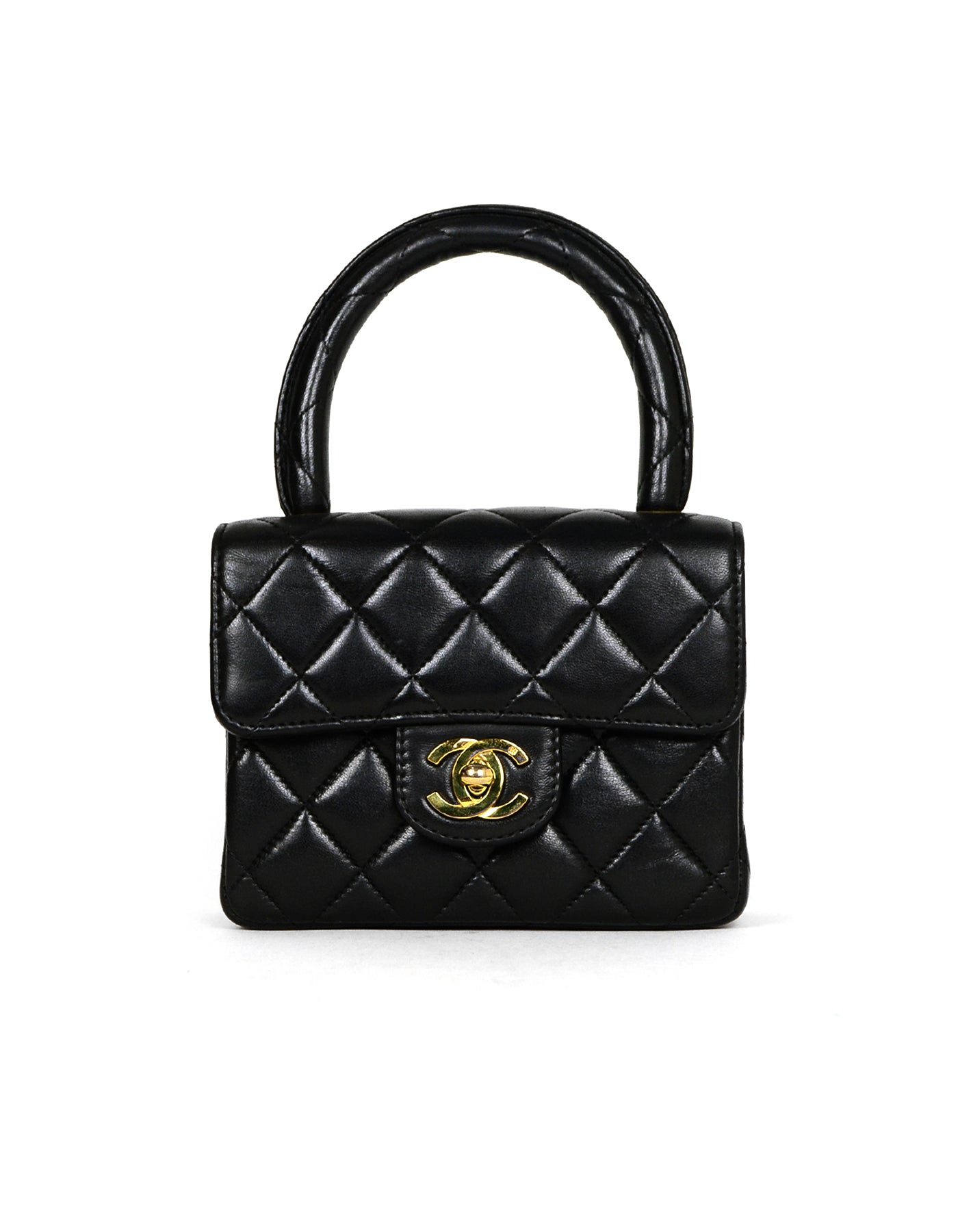 Chanel '90s Black Lambskin Leather Quilted Flap Bag - Rovelle Bags