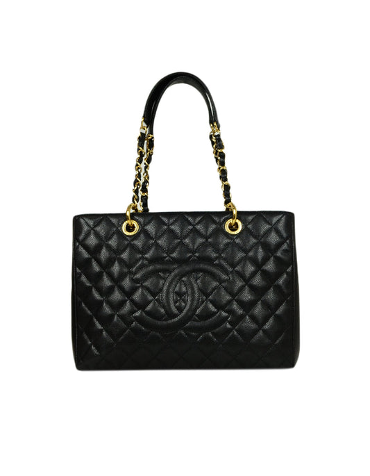 Chanel 2014 Discontinued Black Caviar Leather Tote Bag - Rovelle Bags