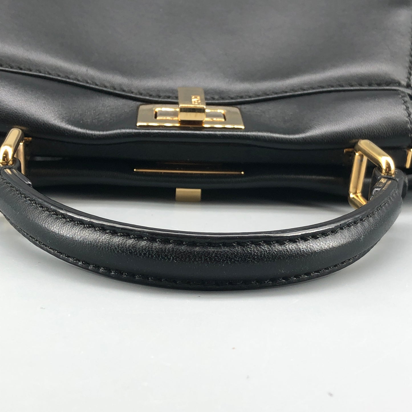 Fendi Peekaboo Mini Black Smooth Calf Leather Handbag