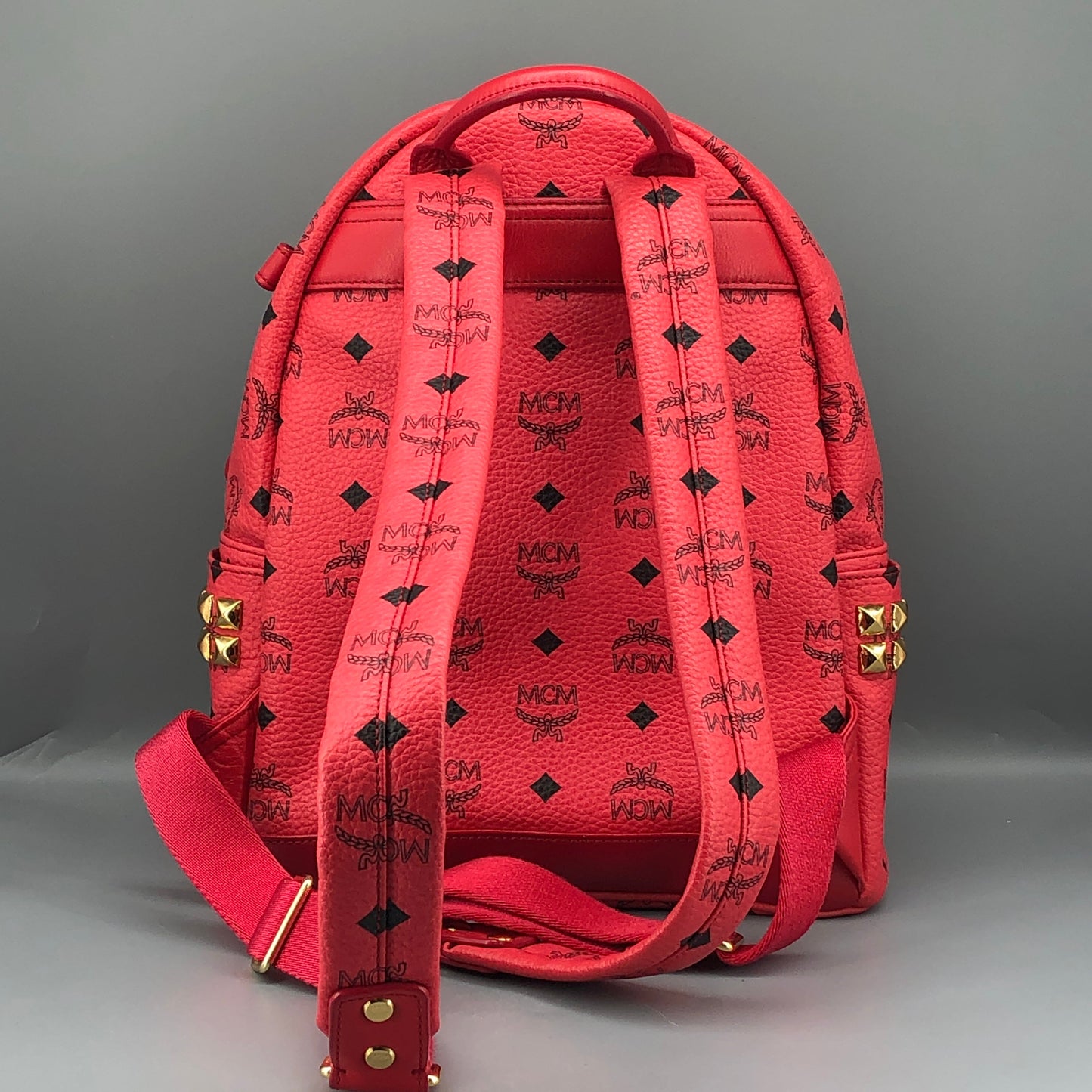 MCM Visetos Coated Canvas Small Backpack Hot Pink