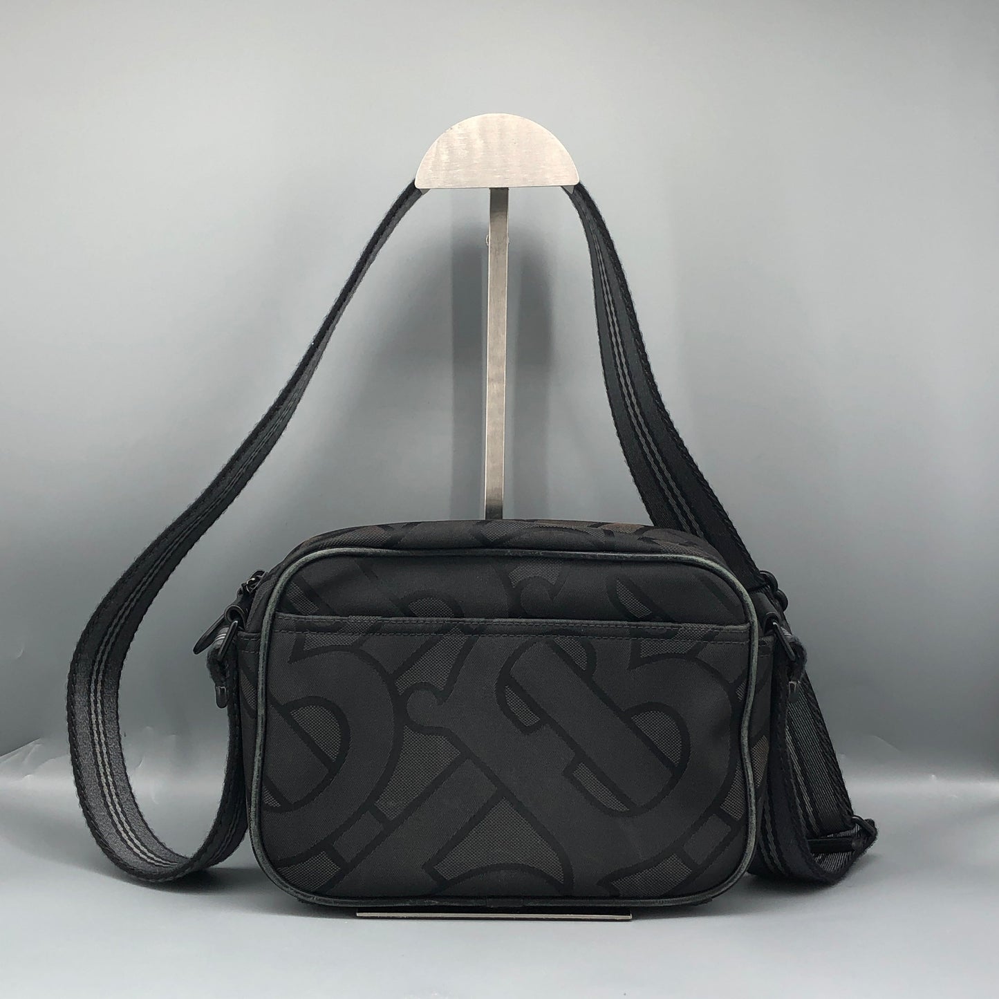 Burberry TB Monogram Canvas Crossbody Camera Bag Black