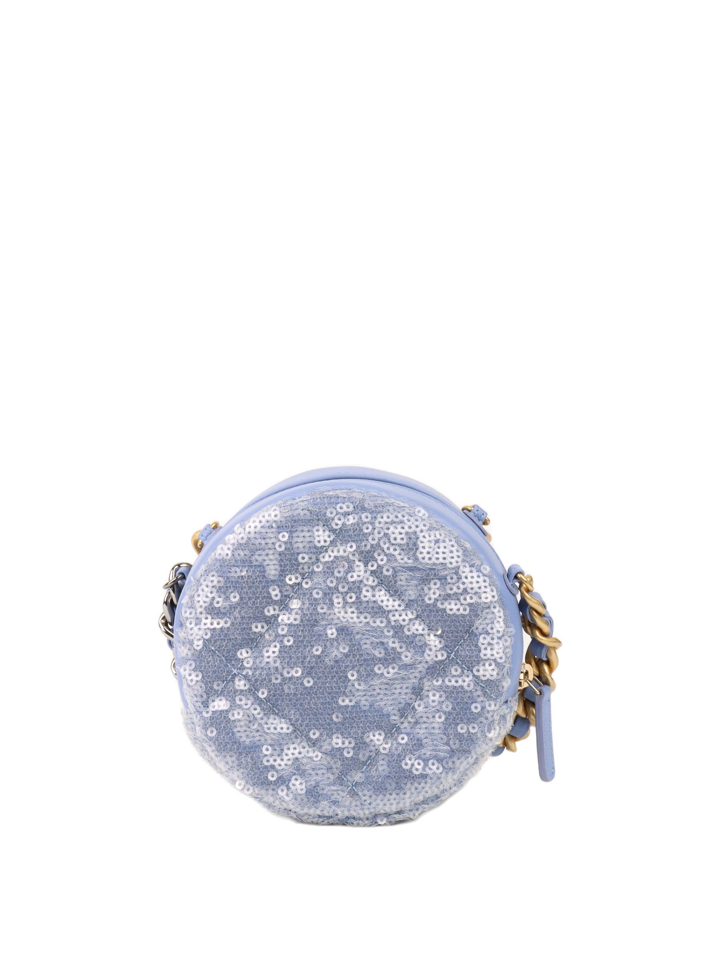Chanel 19 Round Blue Sequinned Clutch Clutch Bag - Rovelle Bags