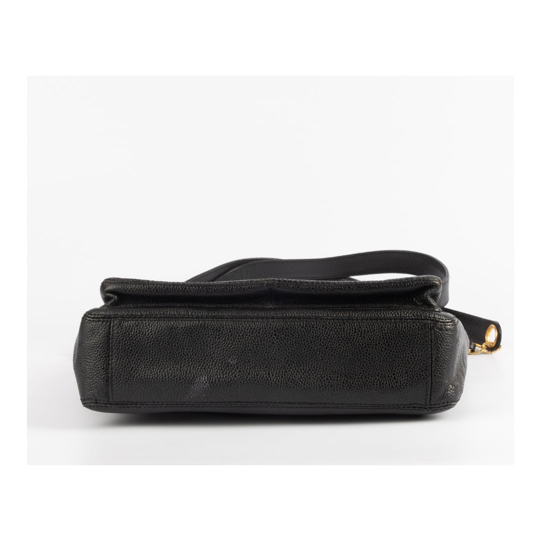 Chanel Black Caviar Leather Classic Front Shoulder Bag - Rovelle Bags