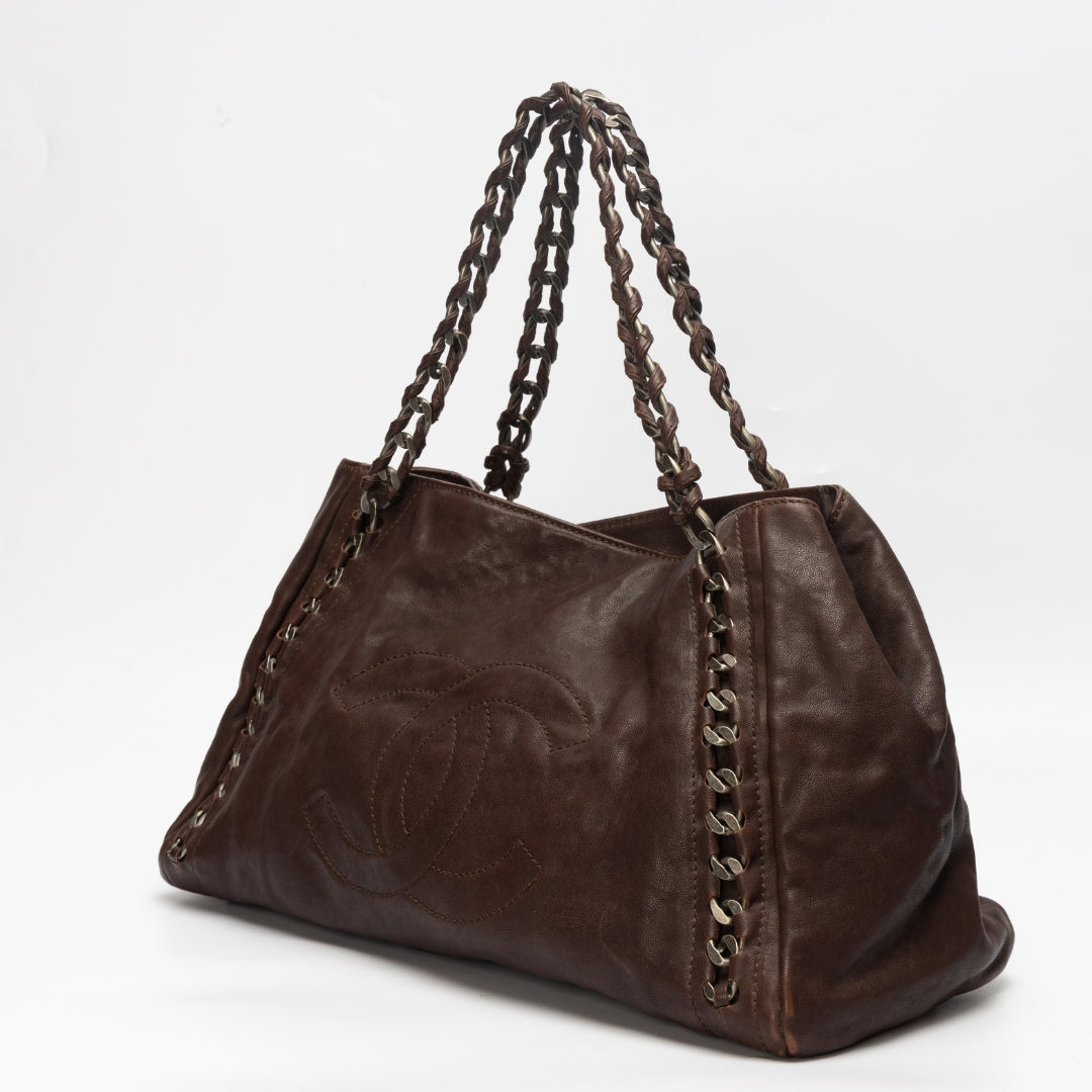 Chanel Dark Brown Caviar Leather Modern Tote Bag - Rovelle Bags