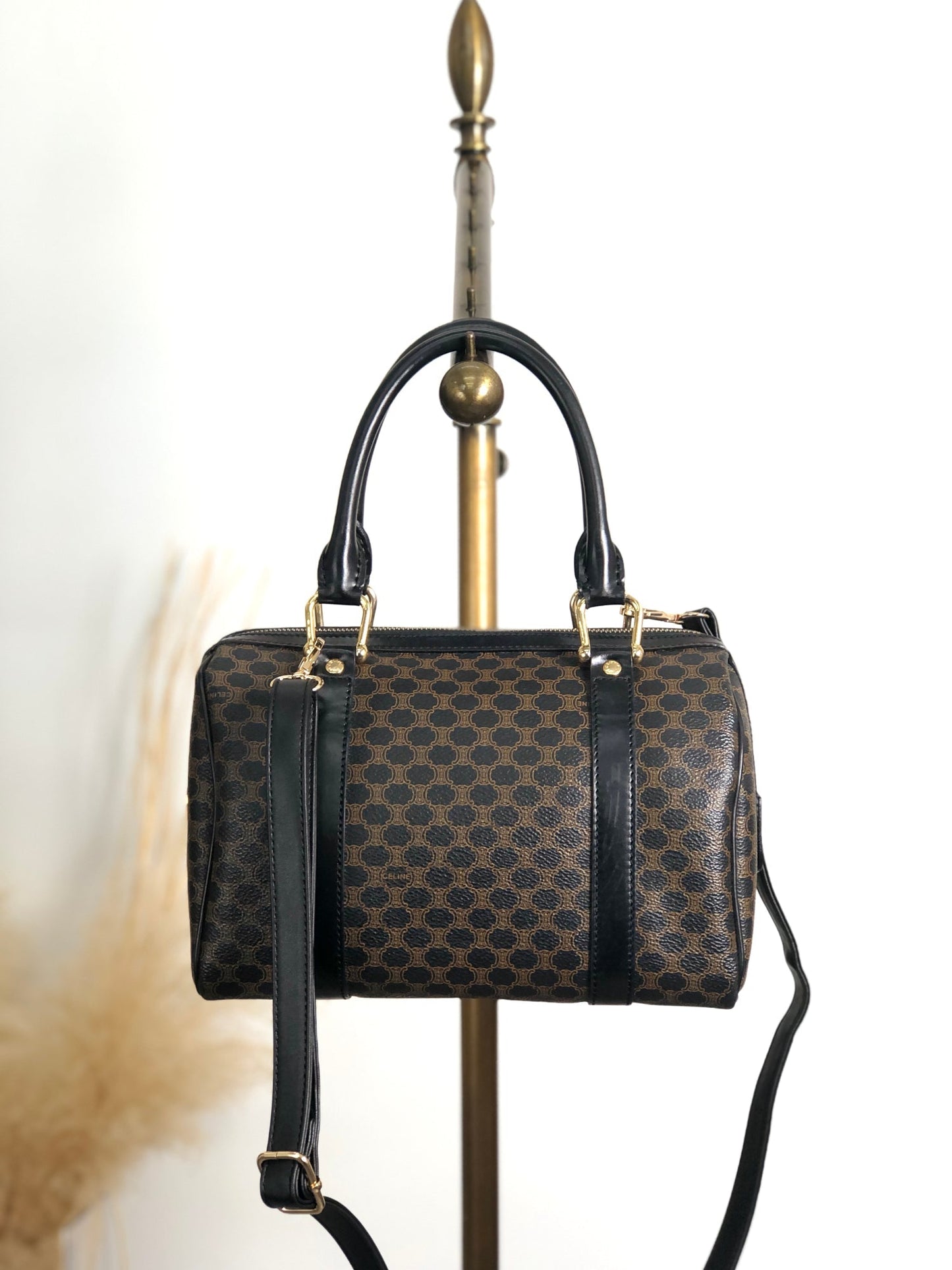 CELINE Macadam Two-way Small Boston bag Shoulder bag Black 5umhds