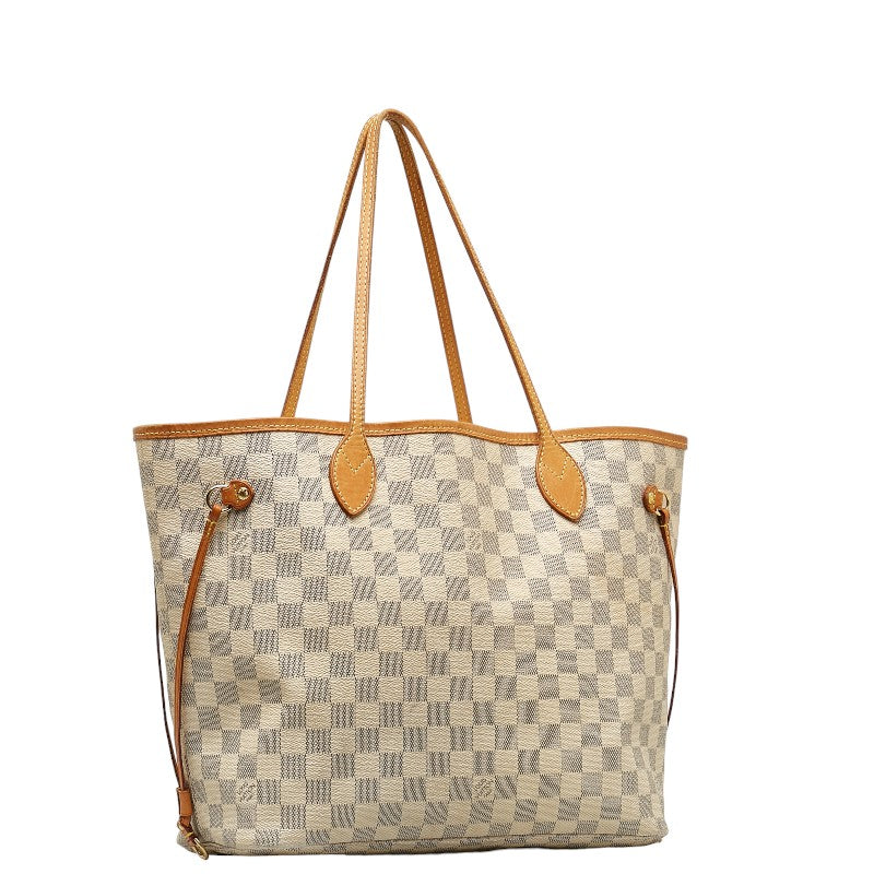 Louis Vuitton Damier Azur Neverfull MM Azur Tote Bag N41361 White PVC Leather Louis Vuitton
