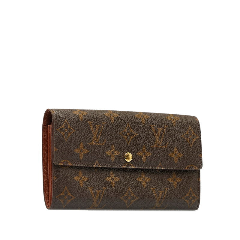 Louis Vuitton Monogram Port Monet Credit Long Wallet M61725 Brown PVC Leather Louis Vuitton