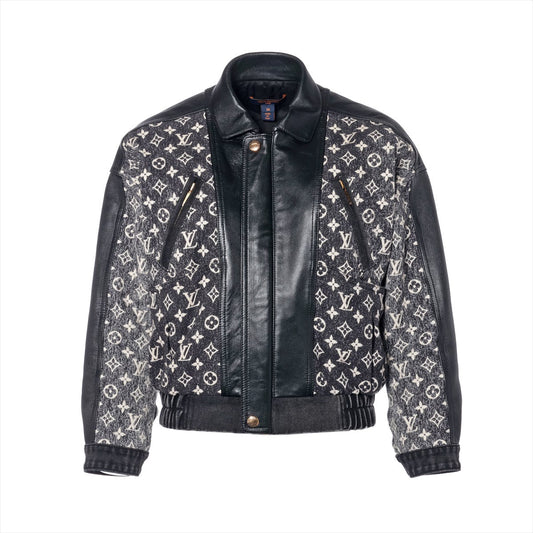 Louis Vuitton 23SS Cotton X Leather Denim Jacket 34 Black RW231A Monogram FOJA68KJ2