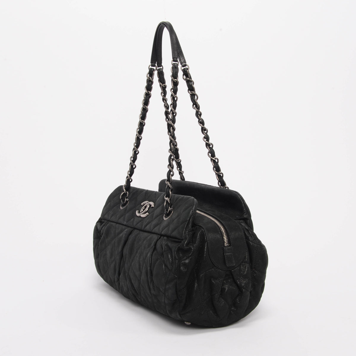 Chanel Black Iridescent Calfskin Chic Quilt Handbag - Rovelle Bags