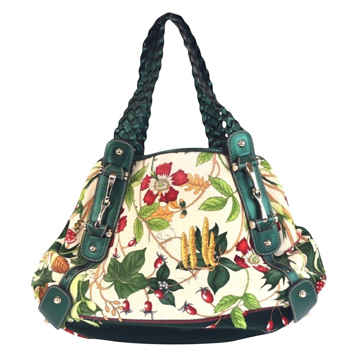 Gucci Velour/Leather Horsebit Floral Print 2way Bag 137621