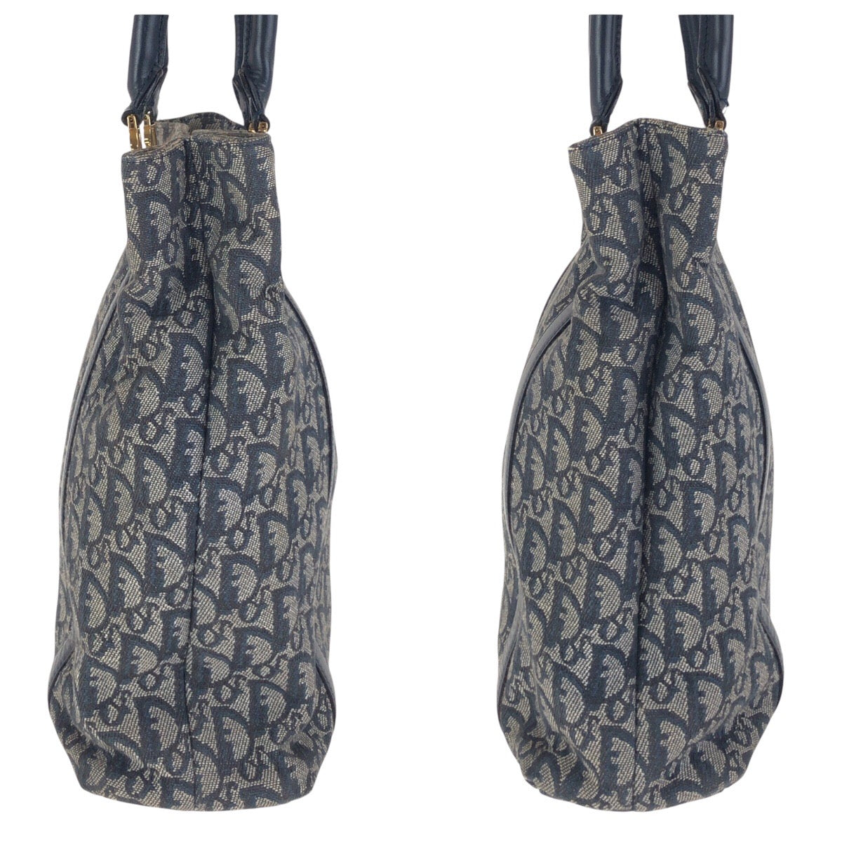 Dior Tote Bag Canvas, Leather Navy Gold Metal Tote Bag Shoulder Bag Trotter Women