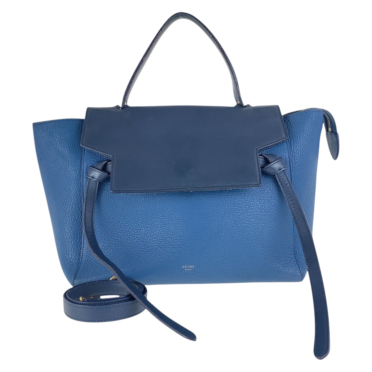 CELINE Handbag leather Blur Navy Gold Metal Handbag Shoulder Bag 2WAY Belt bag Women