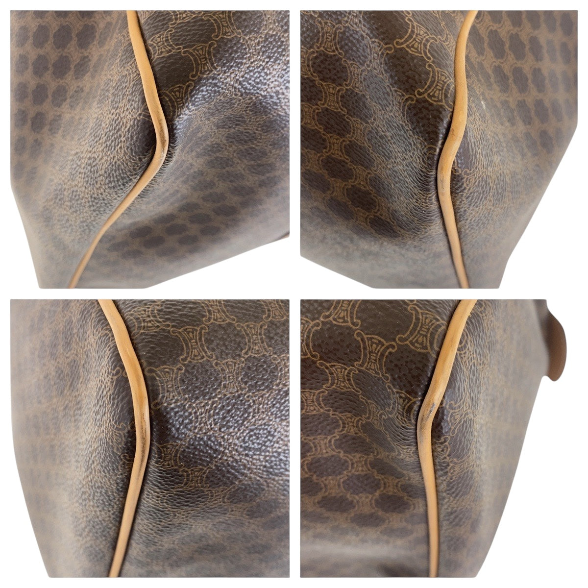 CELINE Boston Duffel bag PVC Brown Gold Metal Macadam Women