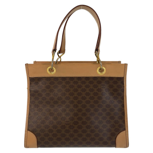 CELINE Handbag PVC, Leather Brown Gold Metal Handbag Tote Bag Macadam Women