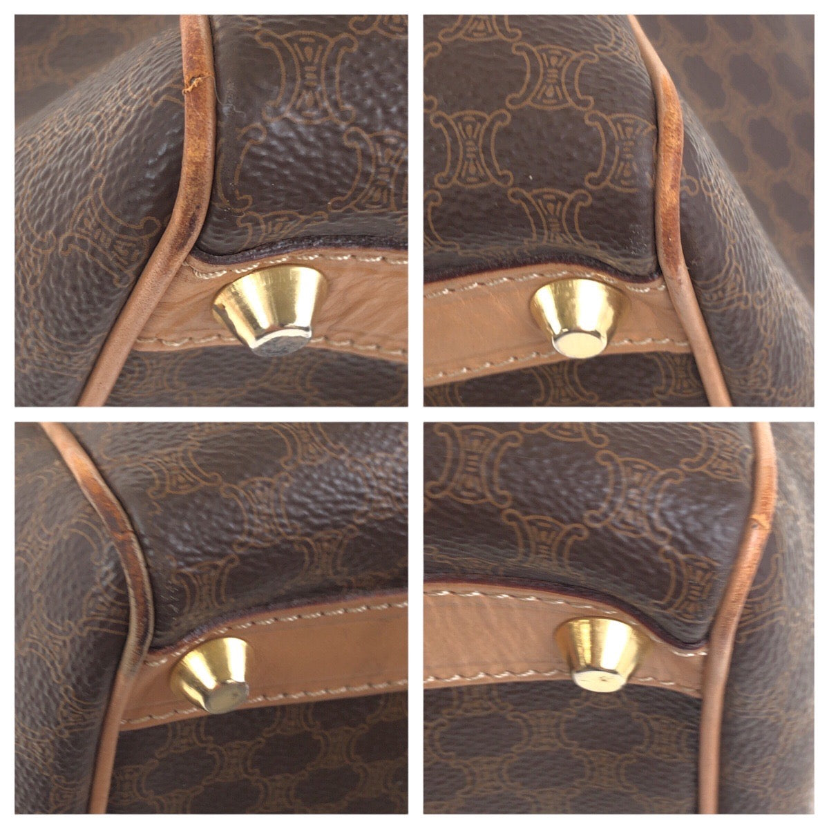 CELINE Handbag M14 PVC Brown Handbag Boston Duffel bag Macadam Women