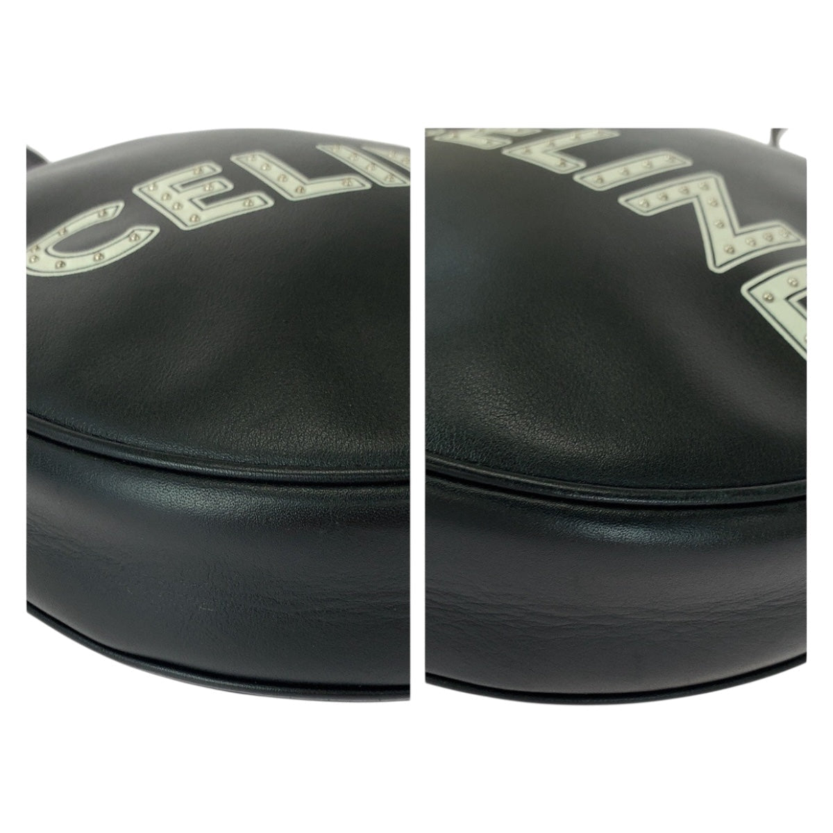 CELINE Shoulder Bag 195883DDJ.38SI leather Black White SilverMetal Dancing Kid Logo studs