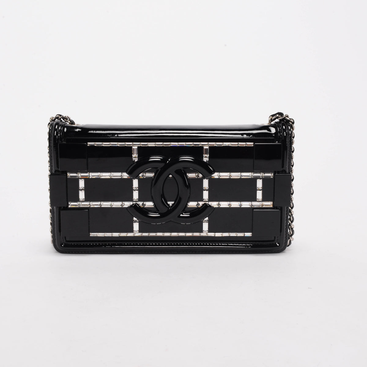 Chanel Black Patent & Crystal Boy Flap Bag - Rovelle Bags