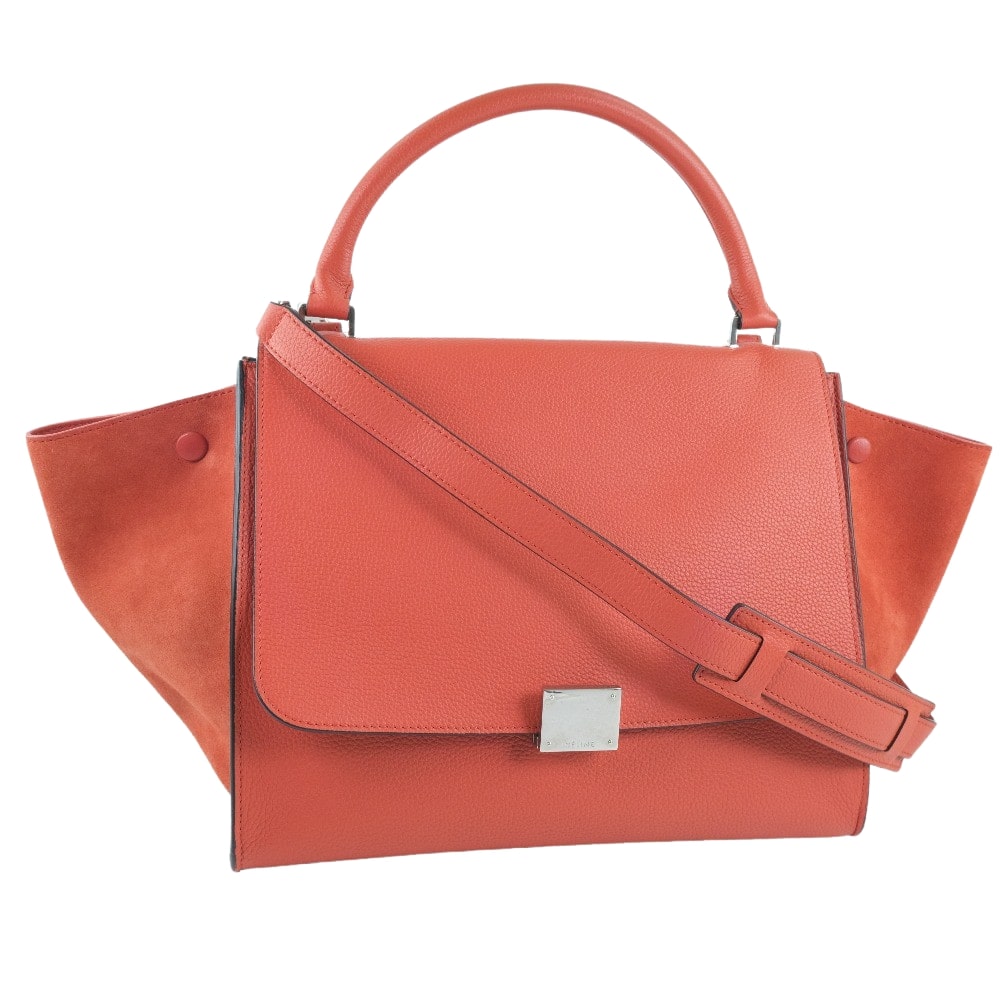 CELINE Handbag Calfskin, suede Red 2WAY bag Trapeze Women