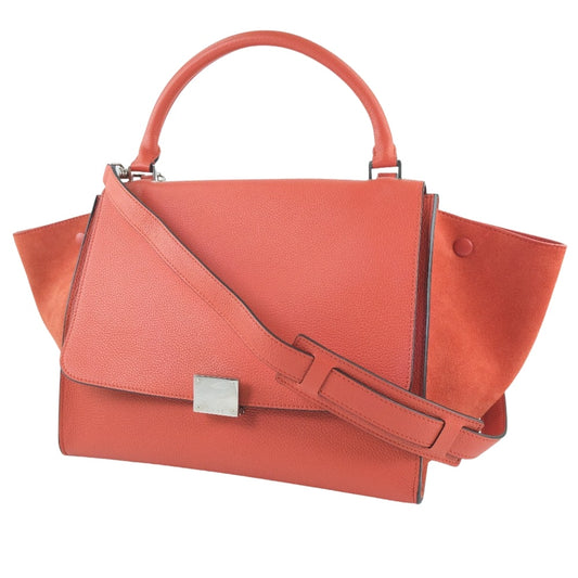 CELINE Handbag Calfskin, suede Red 2WAY bag Trapeze Women