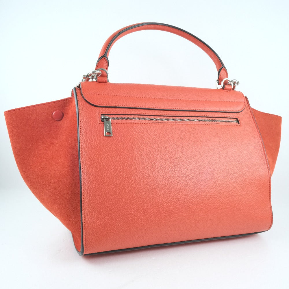 CELINE Handbag Calfskin, suede Red 2WAY bag Trapeze Women