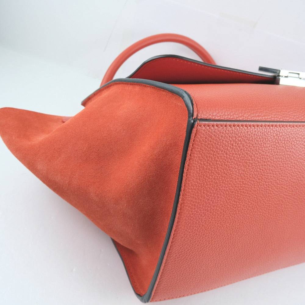 CELINE Handbag Calfskin, suede Red 2WAY bag Trapeze Women