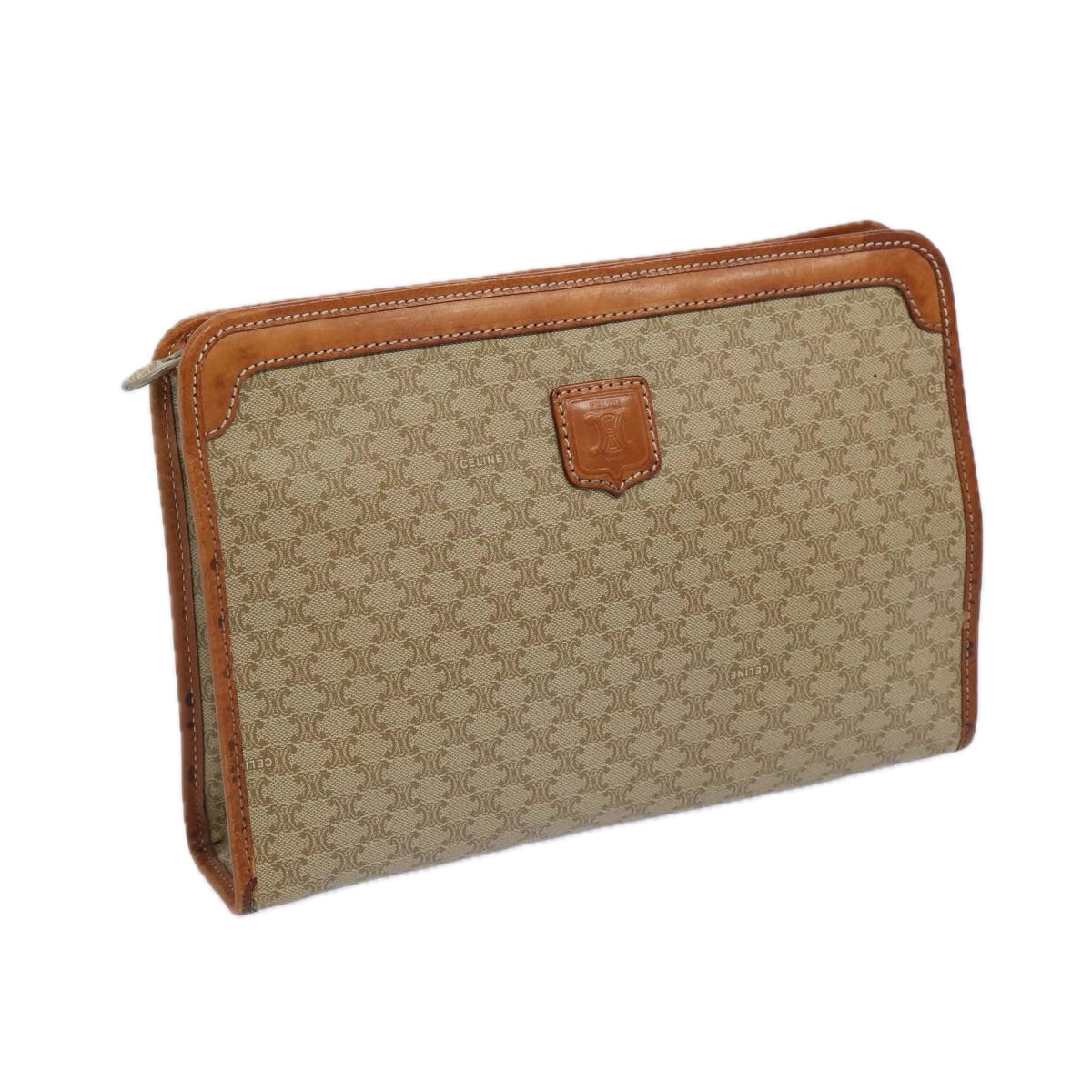 Luxury CELINE Macadam Canvas Clutch Bag Beige 51311