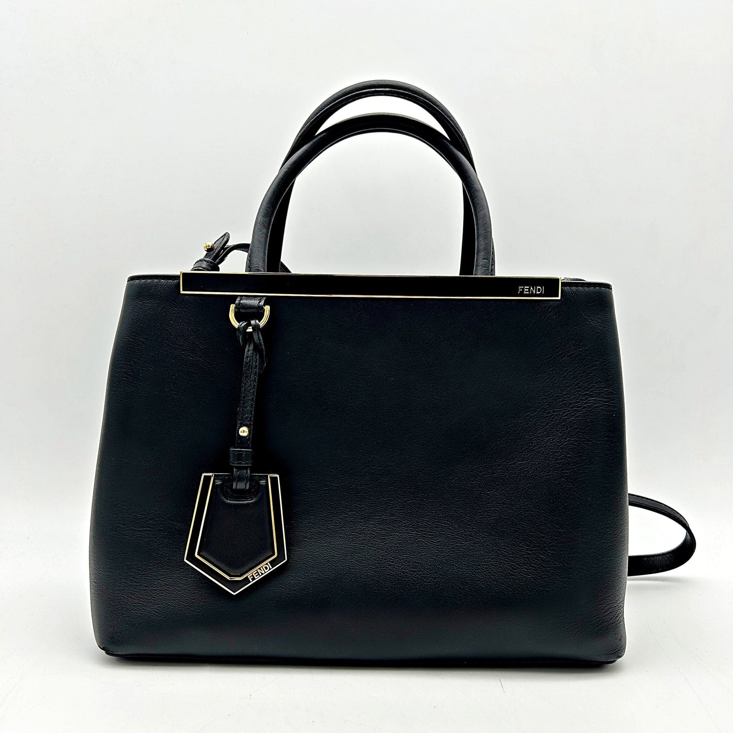 Fendi Black Saffiano Leather Petite Sac 2jours Elite Tote Bag LA15790