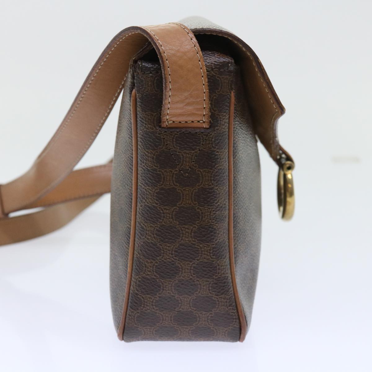 Luxury CELINE Macadam Canvas Shoulder Bag PVC Leather Brown 51453