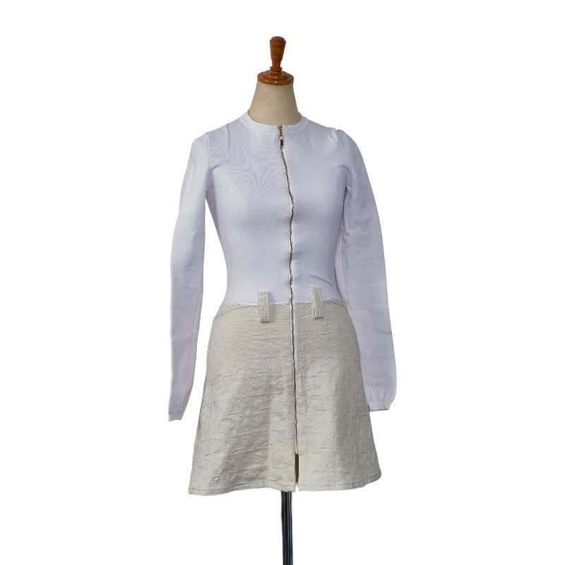 Louis Vuitton Monogram Long-Handy One Piece ize: XS White Beige Cotton Nylon Polyurethane Lady Louis Vuitton