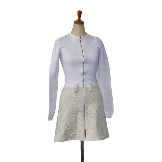 Louis Vuitton Monogram Long-Handy One Piece ize: XS White Beige Cotton Nylon Polyurethane Lady Louis Vuitton