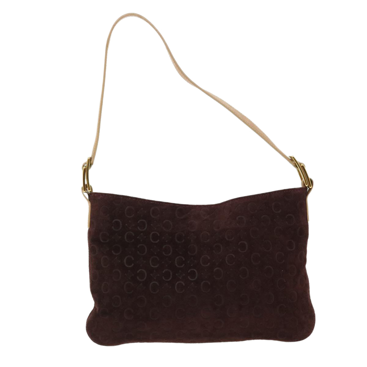 Luxury CELINE C Macadam Canvas Shoulder Bag Wine Red 51976