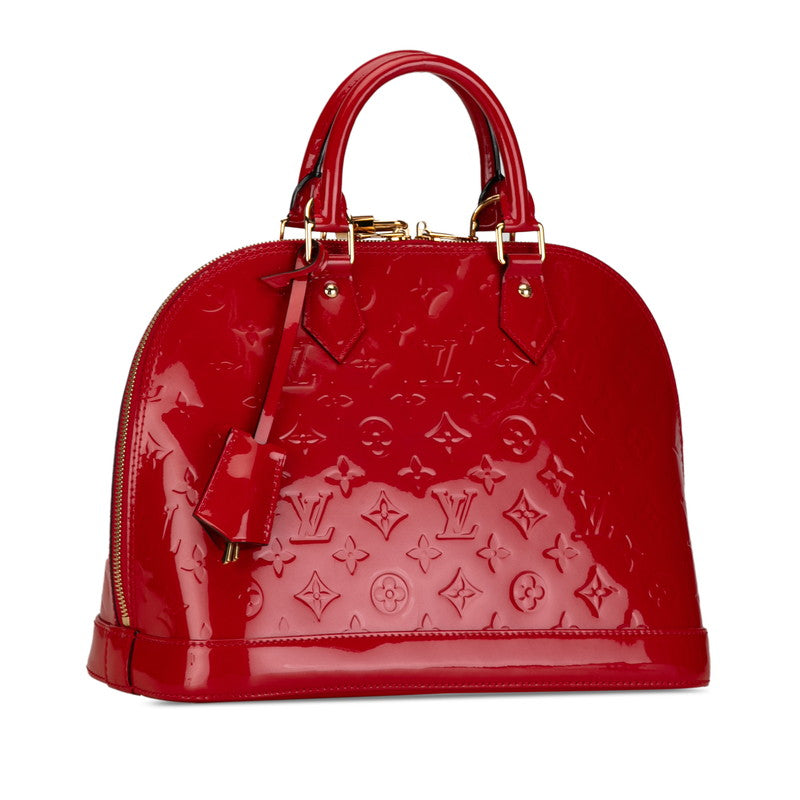 Louis Vuitton Monogram Vernis Alma MM Handbag M90098 Rose Andy Red Patent Leather Louis Vuitton