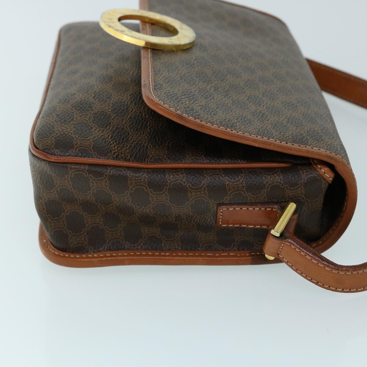 Luxury CELINE Macadam Canvas Shoulder Bag PVC Leather Brown 53340