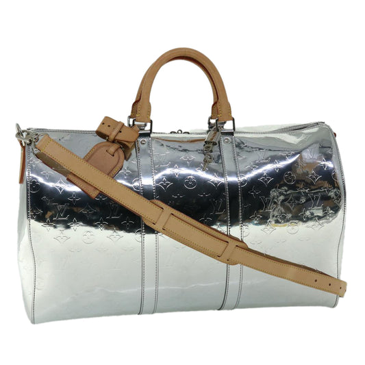 LOUIS VUITTON Mirror Keepall Bandouliere 50 Bag Silver M45886 LV Auth 53414A