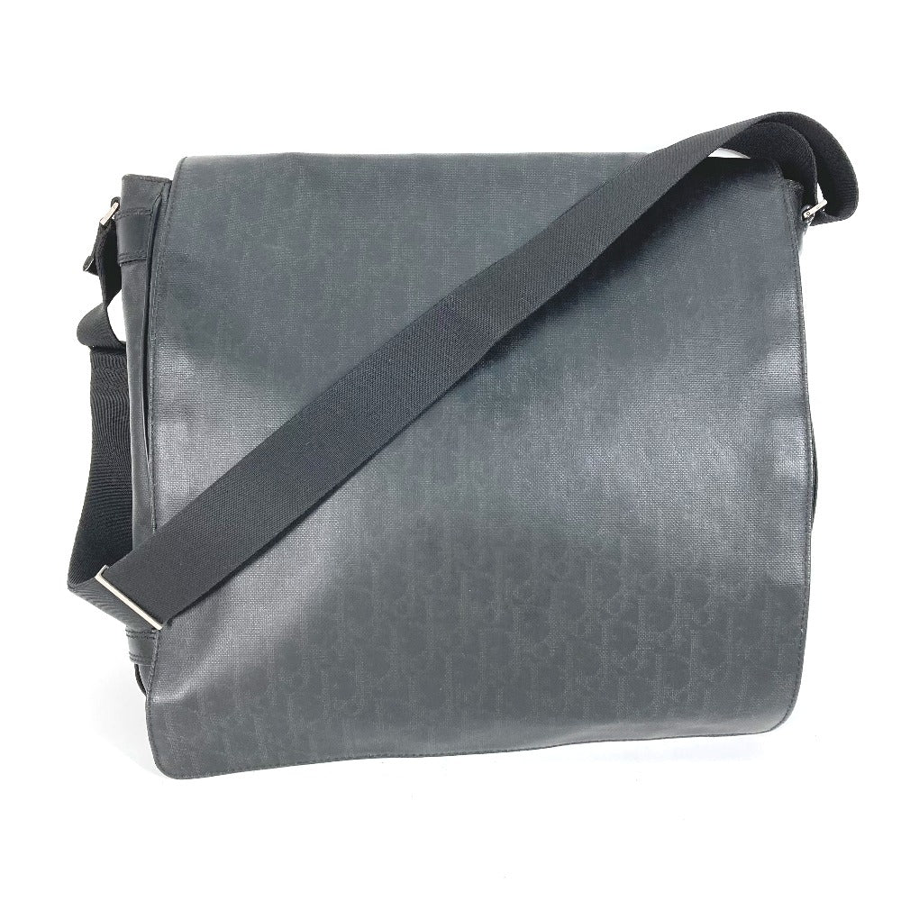 DIOR HOMME Shoulder Bag PVC black Crossbody flap Trotter Oblique logo mens