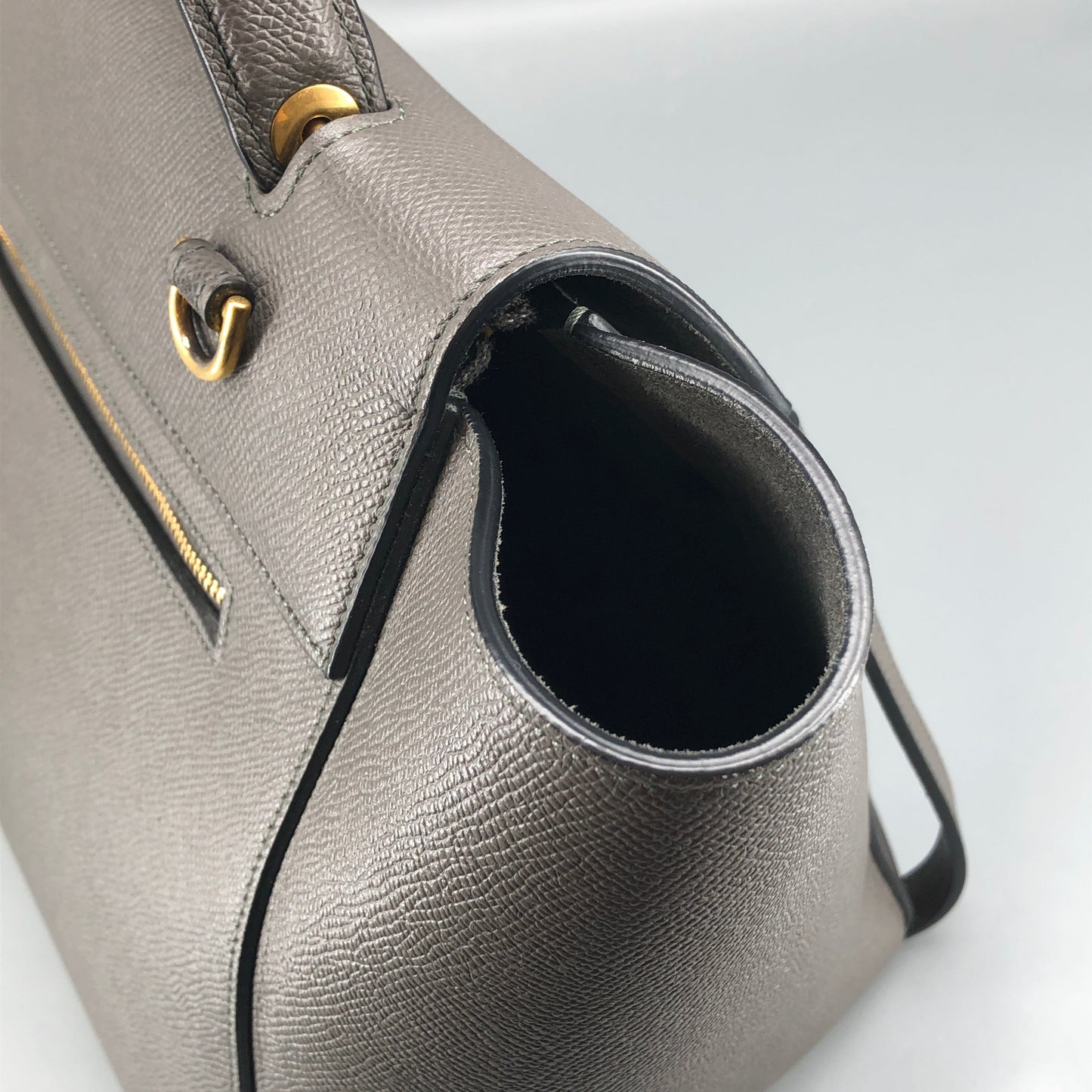 Celine Mini Belt Bag Grey Grained Leather Handbag