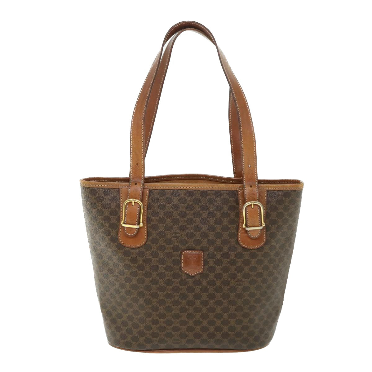 Luxury CELINE Macadam Canvas Shoulder Bag PVC Leather Brown 54111
