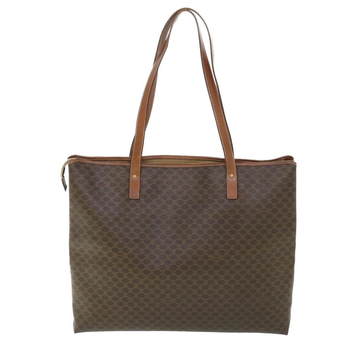 Luxury CELINE Macadam Canvas Shoulder Bag PVC Leather Brown 54121
