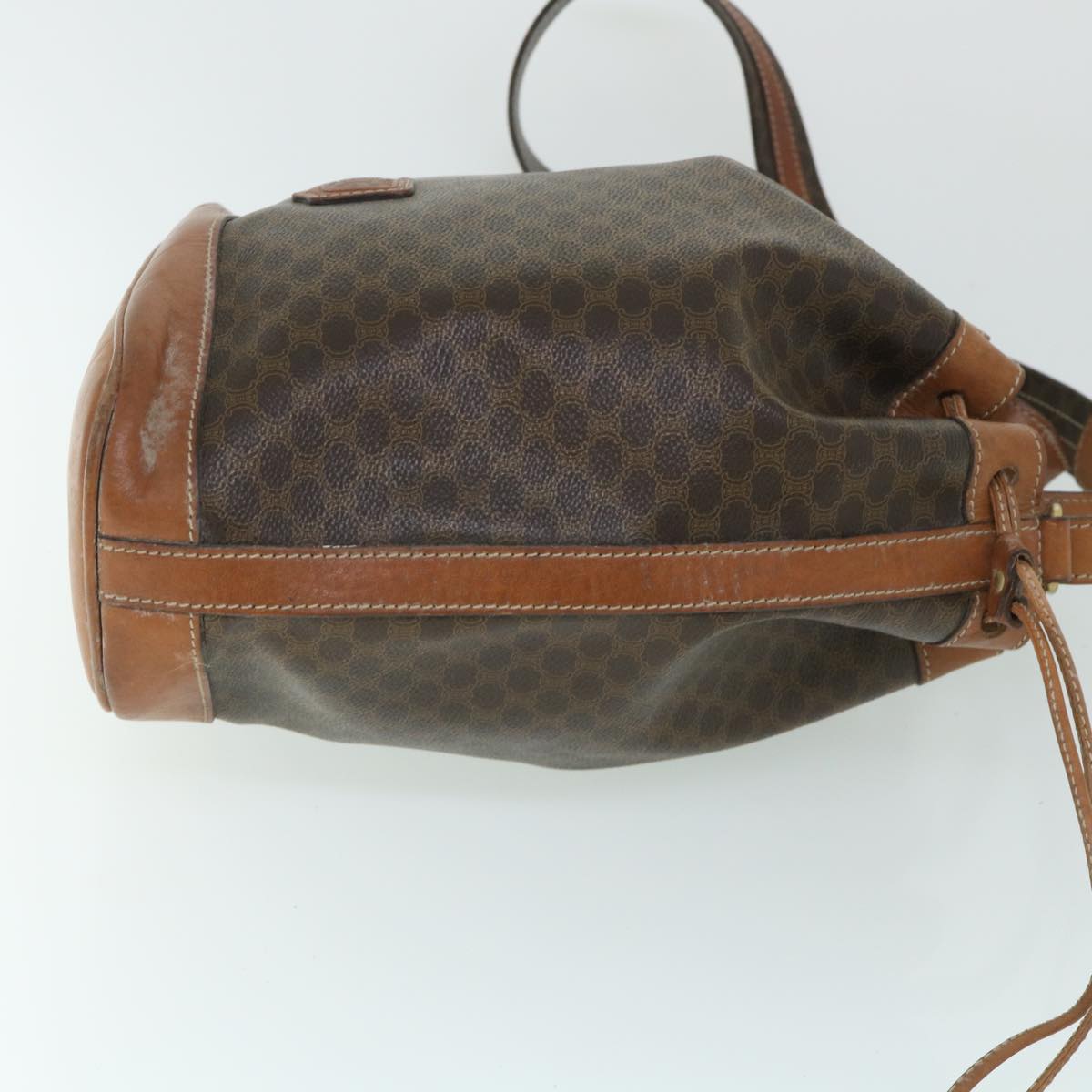 Luxury CELINE Macadam Canvas Shoulder Bag PVC Leather Brown 54786