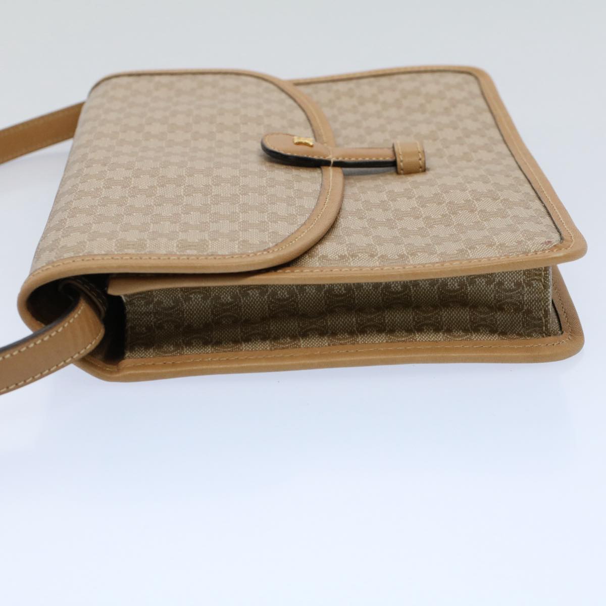 Luxury CELINE Macadam Canvas Shoulder Bag Beige 54990
