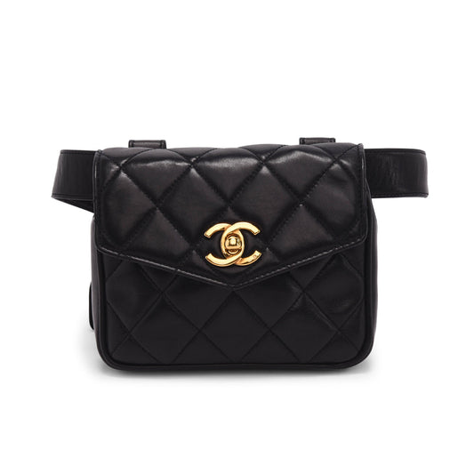 Chanel Black Quilted Lambskin Mini Belt Handbag - Rovelle Bags