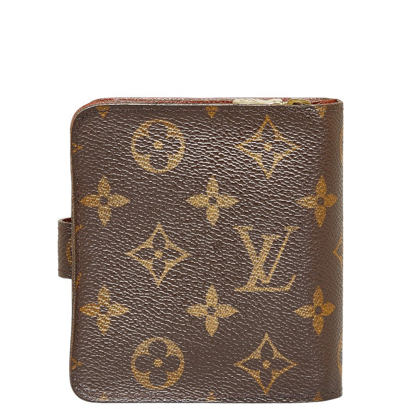 Louis Vuitton Monogram Compact Two Fold Wallet Compact Wallet M61667 Brown PVC Leather Louis Vuitton