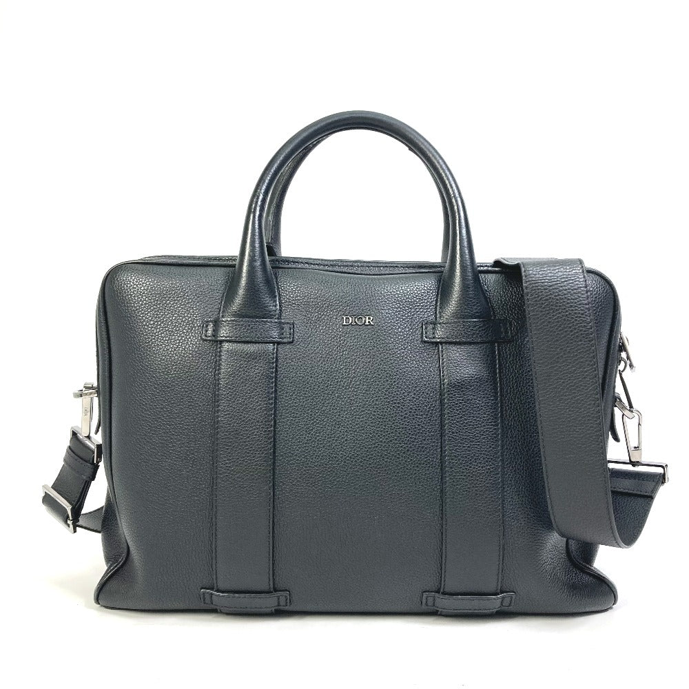 DIOR HOMME Business bag leather black Handbag logo Inner Trotter Oblique mens